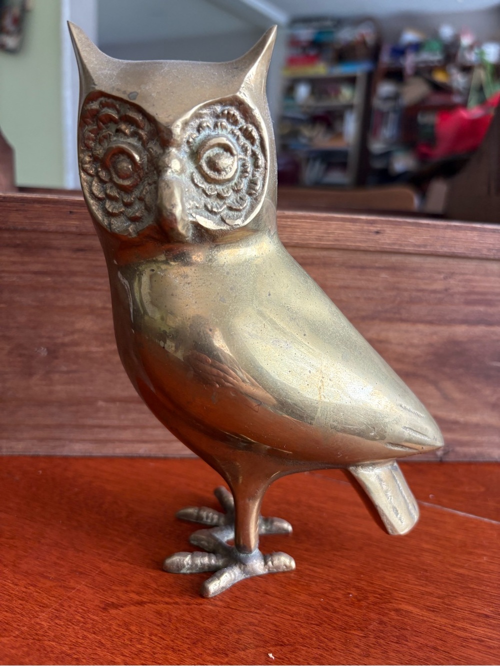 Vintage Brass Owl Figurine - Decorative Home Art